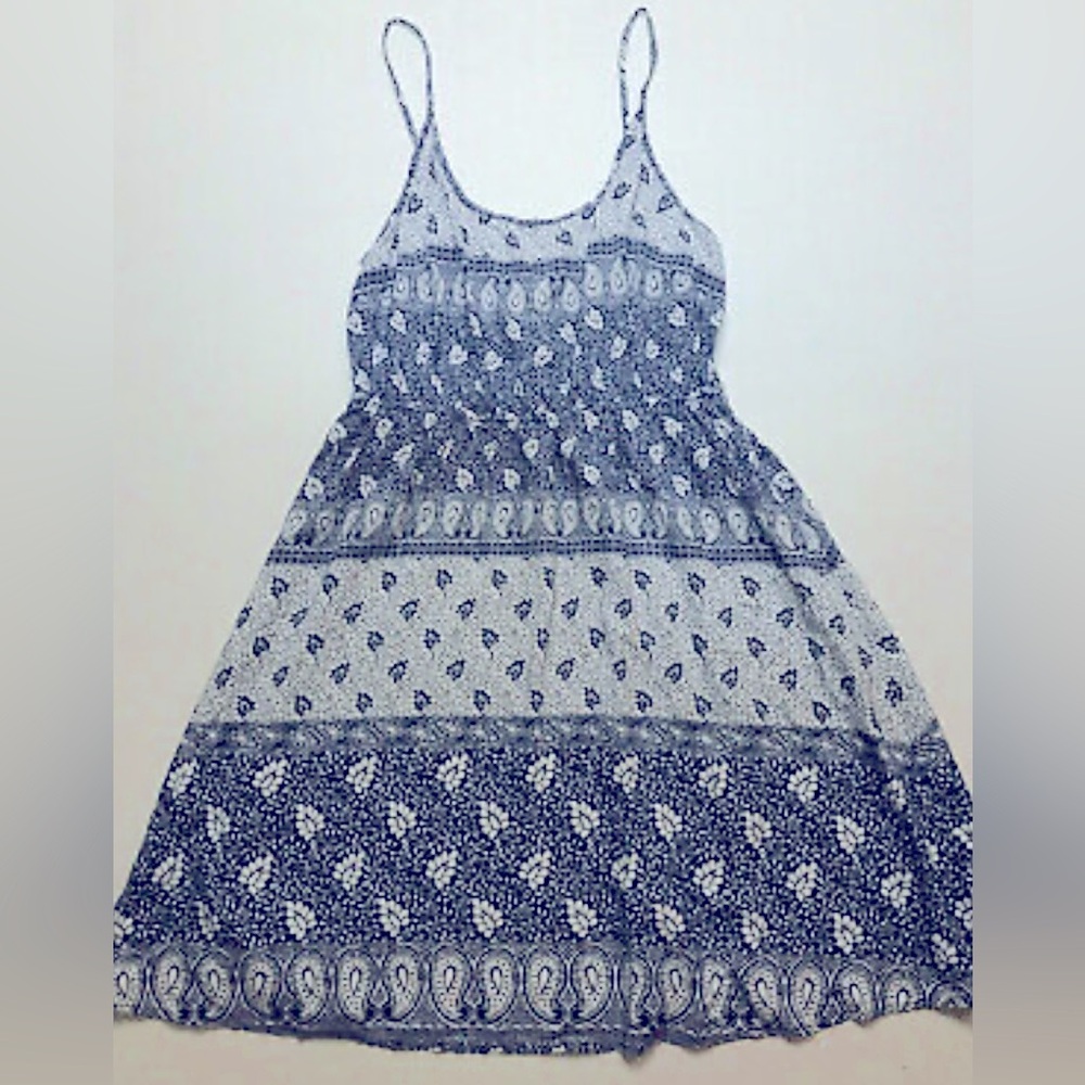 Gap XL spaghetti strap boho maxi dress dark blue pattern